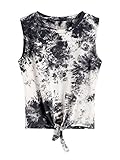 MakeMeChic Women's Tie Dye Knot Summer Crop Tank Top