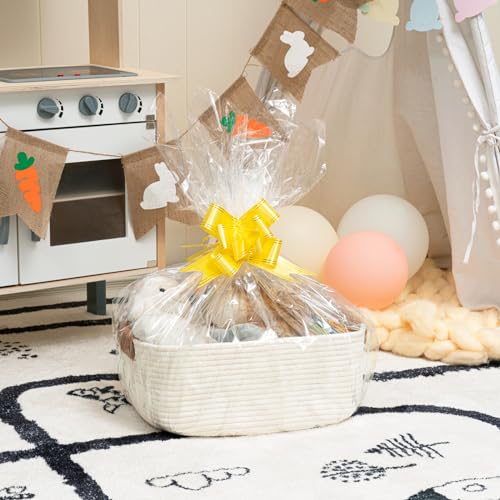 CHICVITA Rectangle Cotton Rope Woven Basket with Handles for Books, Magazines, Toys - Decorative Rectangle Basket for Baby Nursery, Living Room, Bathroom