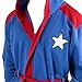 Marvel Comics CAPTAIN AMERICA Logo Blue Fleece BATHROBE With Winged HOOD - Size S/M