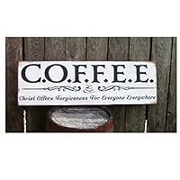 Coffee Christ Offers Forgiveness for Everyone Everywhere Modern Farmhousevintage Wood Sign Rustic Wooden Signs Wood Block Plaque Wall Decor Art Home Decoration - 6x20 inch