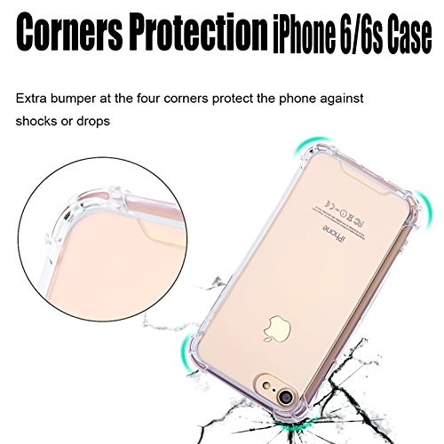 CaseHQ iPhone 6 Case, iPhone 6s Case,Crystal Clear Shock Absorption Bumper Slim Fit,Heavy Duty Protection TPU Cover Case for Apple iPhone 6/iPhone 6S (4.7 inch) -Rosegold