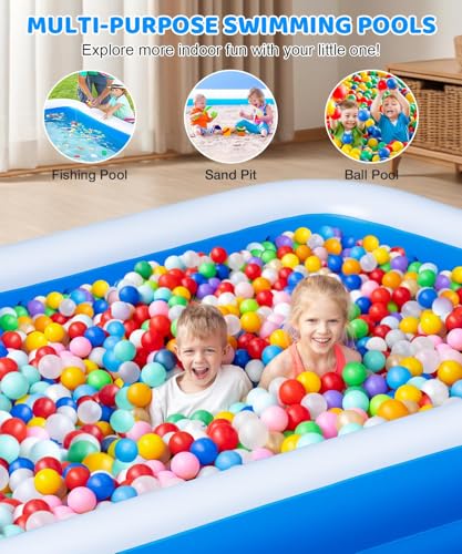 Extra Large Inflatable Swimming Pool - 145" X 74" X 22" Oversized Thickened Blow Up Pool for Kids and Adult, Kiddie Pool for Backyard, Easy Setup & Portable