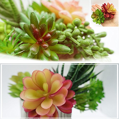 ZALALOVA Artificial Succulent Plants 16Packs Fake Succulents Assorted Faux Succulent in Different Green and Red Textured Artificial for Floral Arrangement Home Decoration