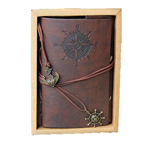 Vintage leather journal notebook classic retro spiral ring binder…
