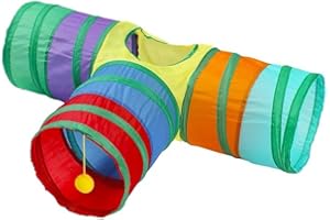 3 Way Bunny Hideout Small Animal Activity Tunnel Toys ，Bunny Tunnels & Tubes Collapsible for Rabbits Bunny Guinea Pigs Kitty