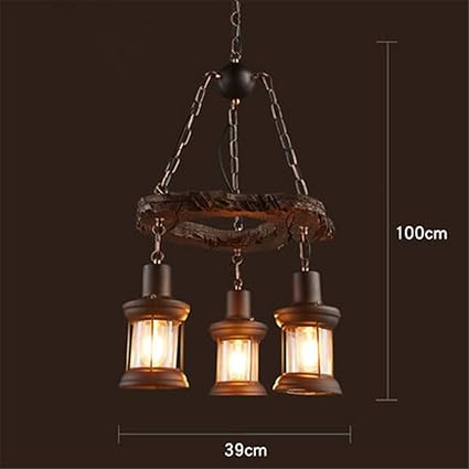 Amazon Com American Retro Lighting Chandelier Solid Wood Bar