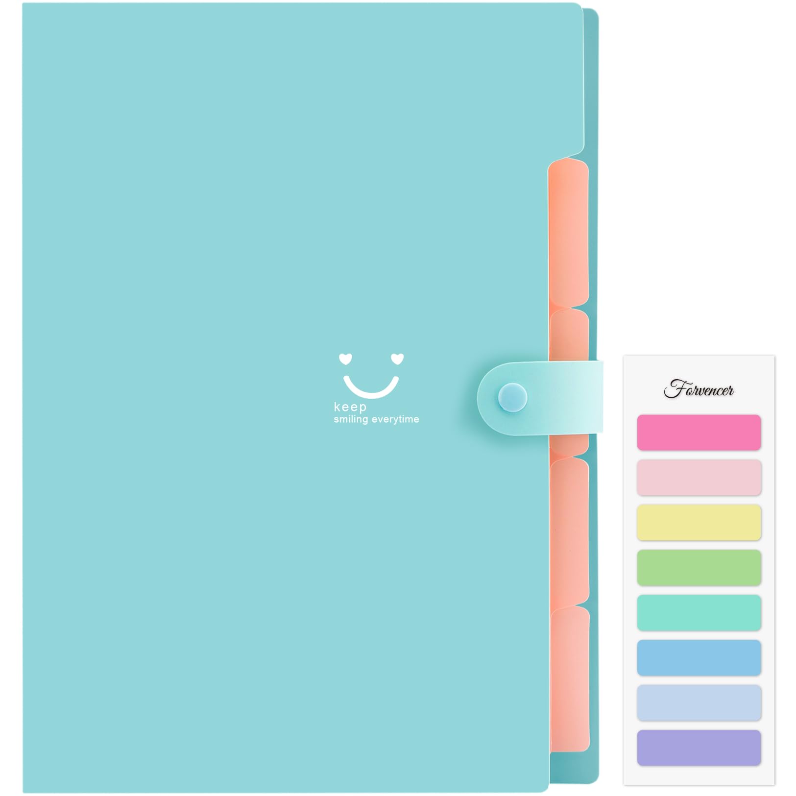 Photo 1 of Forvencer Accordion File Organizer, Letter Size, 5 Pocket Expanding File Folder, Cute File Folder with Labels, Portable File Organizer for School Office Supplies, Folders for Documents, Jade