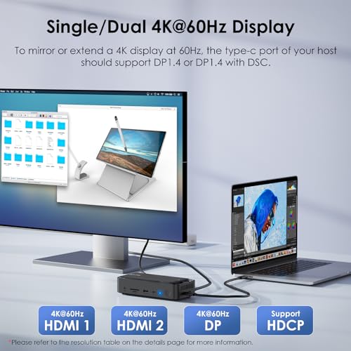 WAVLINK Triple Display Dock, 13-in-1 Type-C 10Gbps Hub with M.2 PCIe/SATA SSD Enclosure, Support 100W PD, 4K@60Hz HDMI/DP, USB C/USB-A Gen 3.2/3.1, SD/TF, Gigabit RJ45 for Windows, Mac OS