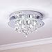 Saint Mossi Modern K9 Crystal Raindrop Chandelier Lighting Flush Mount LED Ceiling Light Fixture Pendant Lamp for Dining Room Bathroom Bedroom Livingroom 6 G9 Bulbs Required H9