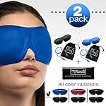 2 PACK - Luxuriously soft 3D SLEEP MASK, pleasant touch, PERFECT MAKE UP without defects and PAIR of HIGH FIDELITY EARPLUGS - give you a blissful SILENCE everywhere - MyTravelUp (Black & Blue)