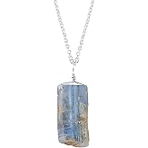 NJCRAFT Raw Gemstone Pendant Necklace for Women |Natural Healing Crystal Rough Pendant 15–25 Carat | Silver Plated Chain 16+2 Inch Adjustable | Gift Jewelry