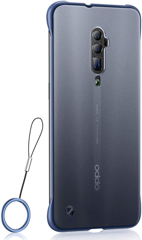 INSOLKIDON Compatible with OPPO Reno 10X Zoon Case PC Frameless Hard Back Cover Phone Protective Shell Protection Matte Scratchproof Hanging buckle protective case (Blue)
