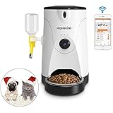 Smart Feeder,HOMMINI Automatic Pet Feeder with 110° HD Camera Video Voice Recording Real-time Sharing,250ml Water Feeder for Dog &amp; Cat, Controlled by Iphone, Andriod or Other Smart Devices