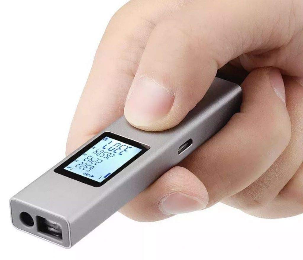 XPR3SS RED DOT Best Design Award Winner Rechargeable Ultra Mini Compact Laser Distance Meter Range Finder Portable Digital Measuring Device (Silver)