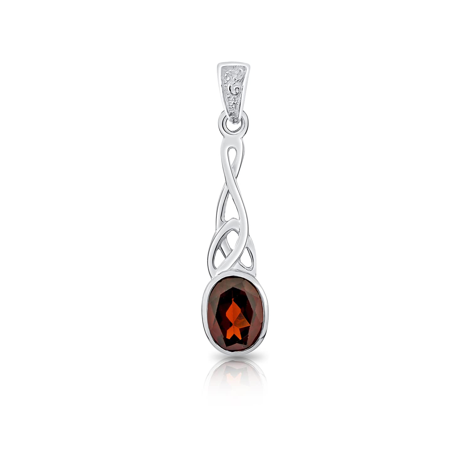 DTPsilver® 925 Sterling Silver Pendant - Celtic Pendant with Natural Gemstones - Without Curb Chain - Garnet — image 1