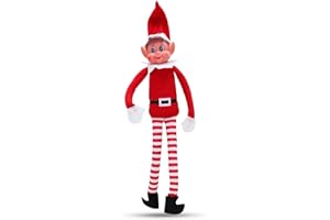 Quebec Christmas Mischief Makers: Naughty Santa’s Little Helper with Soft Body, Vinyl face & Hook and Loop Grip–Fun Christmas elf for Family Play (elf boy)