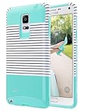 ULAK Note 4 Case, Galaxy Note 4 Case, Knox Armor Slim Dual Layer Protection Hard Back Cover Shock Absorbent TPU Bumper Case for Samsung Galaxy Note 4 (5.7 inch) Minimal Mint Stripes