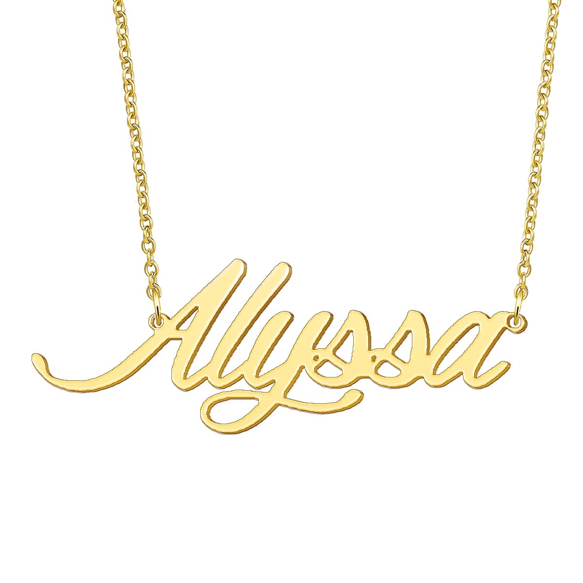 BYBWBL Alyssa Name Pendant Necklace 18k Gold Plated