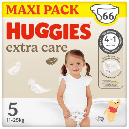 Huggies Extra Care Baby Diaper with Disney Designs Size 5 (12-22 kg), 2 Packs x 33 Nappies, 66 Nappies with Extra Soft Pads that Care for Babys Skin