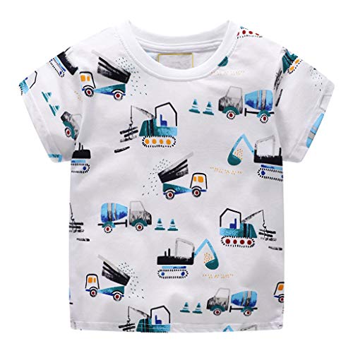 Clothful �� Toddler Kids Baby Boys Clothes Short Sleeve Cartoon Pattern Tops T-Shirt Blouse Gray