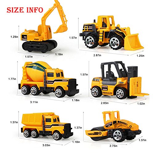 Gimilife Play Vehicles, 6 Set Toy Construction Vehicles, Assorted Trucks Mini Car Toy, Friction Powered Push & Play Engineering Vehicles for Age 3 Years and Up Boys and Girls as Gift