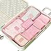 EALEK Packing Cube Set 6pcs,Compression Pouches Travel Luggage Organizers Clothes Storage Bags Laundry Bag (3 Cubes 3 Pouches,Pink)