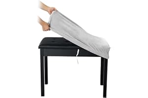 SINOSSO Soft Velvet Piano Bench Cover, (20"- 26.5") L x (11.8"- 15.7") W Rectangle Stretch Washable Stool Upholstered Protector Slipcover, (S, Light Grey)