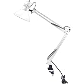 Bostitch Office VLF100-WHT Swing Arm Desk Lamp with Clamp Mount, 36" Reach with Multi-Joint Adjustment, Includes Replaceable LED Bulb (VLF), White