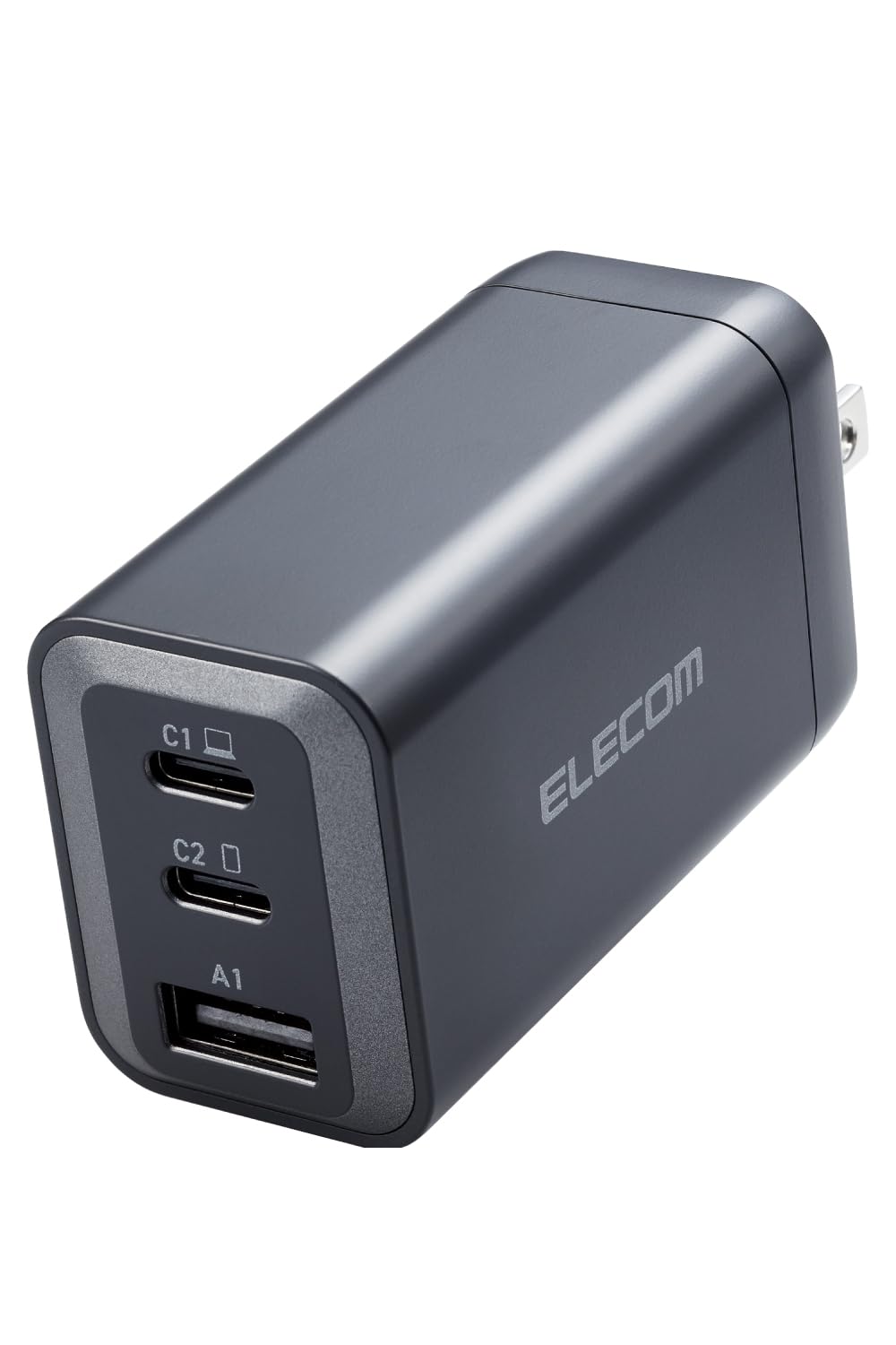 エレコム USB PD 充電器 65W 3ポート Type-C USB-A GaN採用 PPS対応 3台同時充電 折りたたみ式プラグ PSE技術基準適合 [iPhone 16 15 iPad Macbook パソコンなど対応] ブラック EC-AC6465BK商品画像