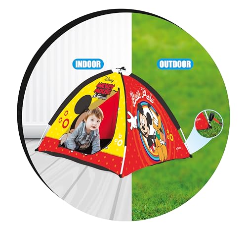 Amazon Brand Jam & Honey Kids Camping Play Tent House, Mickey Mouse Theme, BIS Safe for Kids, Foldable Portable Indoor Outdoor Playhouse Tent for Girls Boys Age 2+ Years, Easy Assembly 1