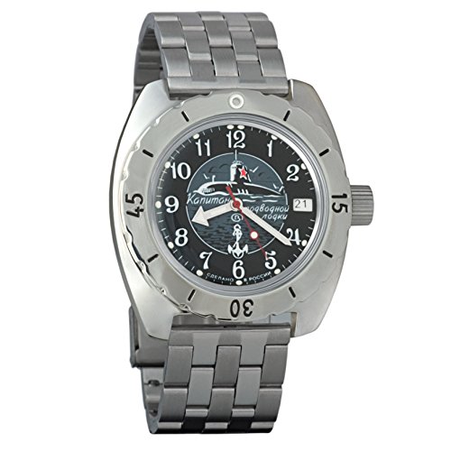 Vostok Amphibian Automatic Mens WristWatch Self-winding Military Diver Amphibia Case Wrist Watch #150831 (steel1)