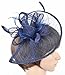 Womens Formal Party Fascinator Hat with Headband for Cocktail Navy Blue