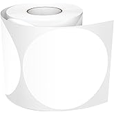 Meitaat 4 Inches White Circle Stickers Roll 300 PCS, Self-Adhesive Large Round Color Coding Labels Vinyl Writable Waterproof for Warehouse School Business Sale Office Home