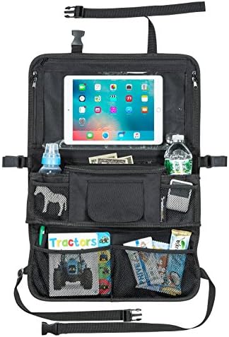 Car Back Seat Organizer for Kids & Toddler with Larger Protection & Storage - Kick Mat BackSeat Protector With Large Tablet Holder Touch Screen - Insulated Wipes Pocket - Coverts to Stroller Organizer