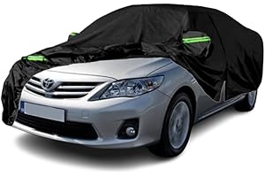 Qnmittry Waterproof Car Covers Compatible with 2004-2024 Toyota Corolla Sedan, All Weather Custom-fit Car Cover with Zipper Door for Rain Snowproof UV Windproof Protection