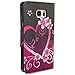 Note 5 Case, CoverON [Carryall Series] Flip Folio Card Slot Pouch LCD + Strap + Stand Wallet Case for Samsung Galaxy Note 5 - Purple Love Heart