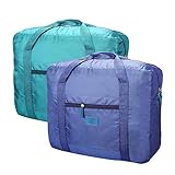 Travel Bag Foldable Lightweight Travel Duffel Bag 26L Nylon Waterproof Travel Luggage Bag for Women and Men (Pack of 2) (Blue+Green-1)