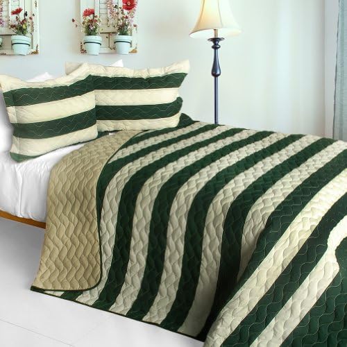 Onitiva [Wander in The Secret Garden] 3PC Vermicelli-Quilted Patchwork Quilt Set (Full/Queen Size)