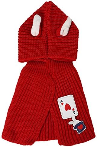 WEMORE Children 's Neckline Wool Hat Baby Rabbit Ears Shawl Cute Warm One-Piece Knitted Hat Red