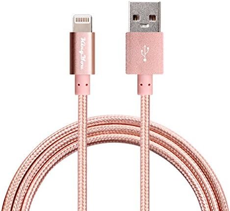 KingYou Apple MFi Certified Lightning to USB Cable 3.3ft Nylon Braided Durable Fast Charging for Apple iPhone se/7/7 plus/6 plus/6s plus/6/6s/5/5S/5C, iPad 4, iPad Air 1/2, iPad Mini, iPod (Rose Gold)