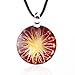 Chuvora Hand Blown Venetian Murano Glass Red with Yellow Flower Pendant Necklace, 18-20 inches