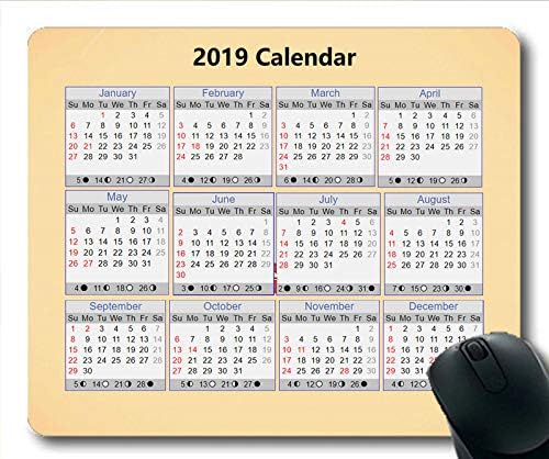 2019 Calendar Mouse pad Calendar,Calendar Days Gaming Mouse mats,Calendar Planner 2019 with Holiday Details