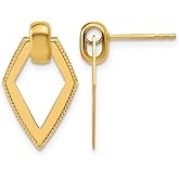 14k Yellow Gold Polished Diamond shape Dangle Post Earrings