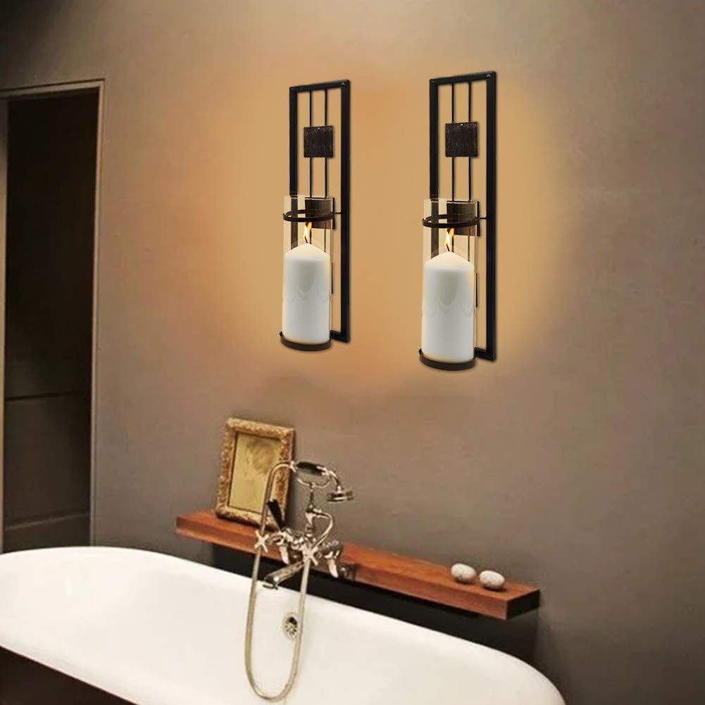 Shelving Solution Wall Sconce Candle Holder Metal Wall Decorations for Living Room, Bathroom, Dining Room, Set of 2: Home & Kitchen
