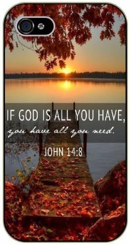 DECO FAIRY Compatible with iPhone 8 / 7, Bible Verses God Motivational Scriptures Christian Life Quotes - John 14:18 Lake Sunset Landscape God is All You Have All You Need Jesus Christ PVC Hard Case