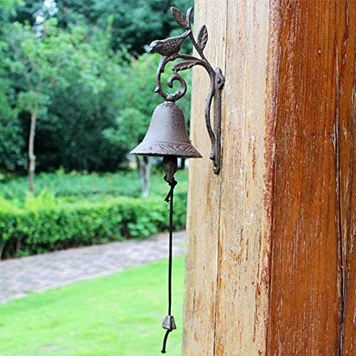 GLJJQMY Green leaf Kingfisher doorbell garden retro iron bell wall cast iron wrought iron doorbell home decoration 12.5x9.8x23.5cm Retro doorbell