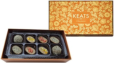 KEATS CHOCOLATIER FINE CHIA SEEDS COVERED TRUFFLES GOJI BERRIES TOPPED HAZELNUT CHOCOLATE ASSORTMENT IN HAND MADE GIFT BOX CHOCOLATE 85g MOTHERS DAY GIFT