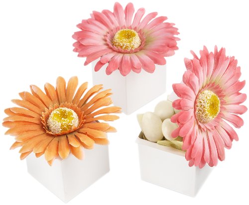 kateaspen Daisy Delight Gerbera Daisy Favor Box, Bright Orange (Pack of 24)