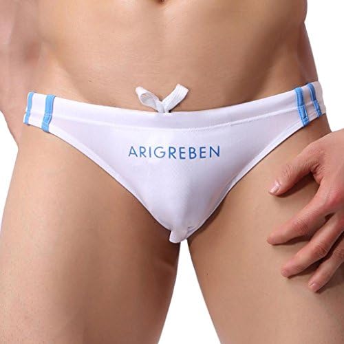 Men Swimwear Daoroka Sexy Low Waist Soft Boxer Briefs Swim Pants Trunks Swimsuit Board Surf Shorts Trunks Swimsuit Suit (M, White)