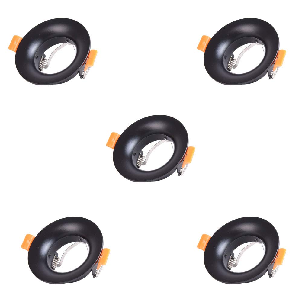 W-E000130 – Pack of 5 Units Hoop Recessed Basic II Round Black GU10 Lamp Holder Included